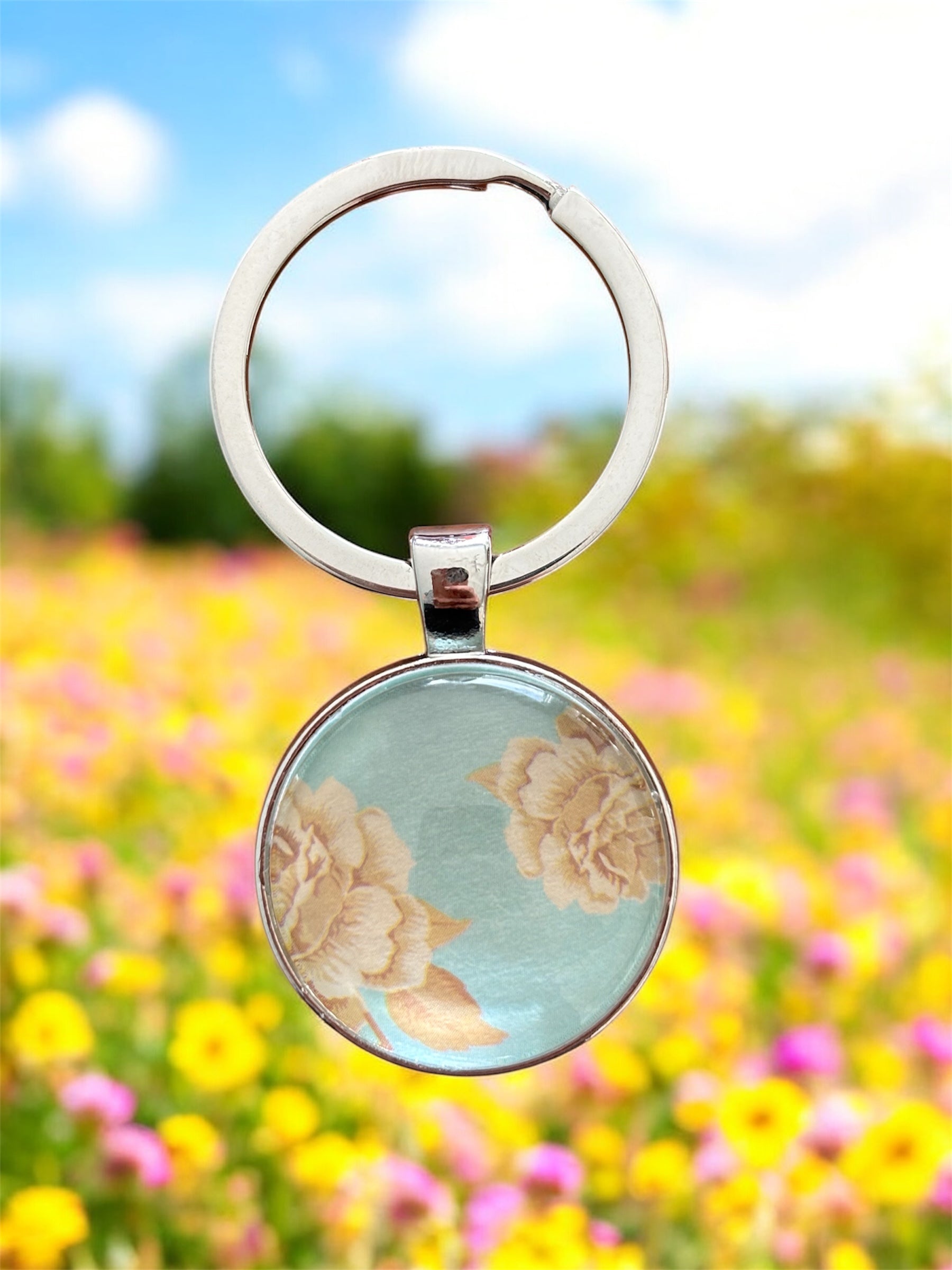 Porte-clés rose blanche